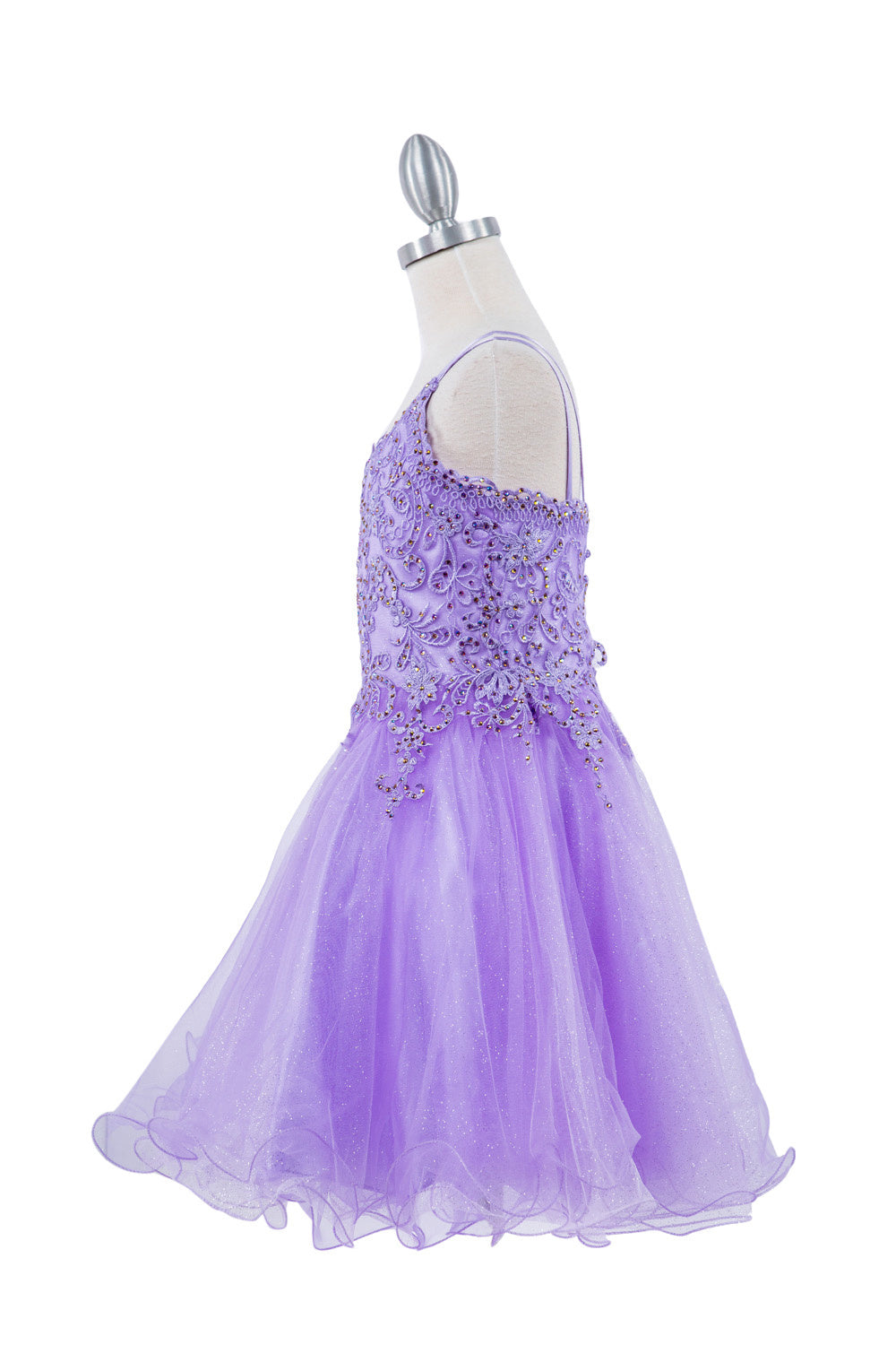 Embroidered Spaghetti Tulle Girl Party Dress by Cinderella Couture USA AS5125