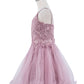 Embroidered Spaghetti Tulle Girl Party Dress by Cinderella Couture USA AS5125