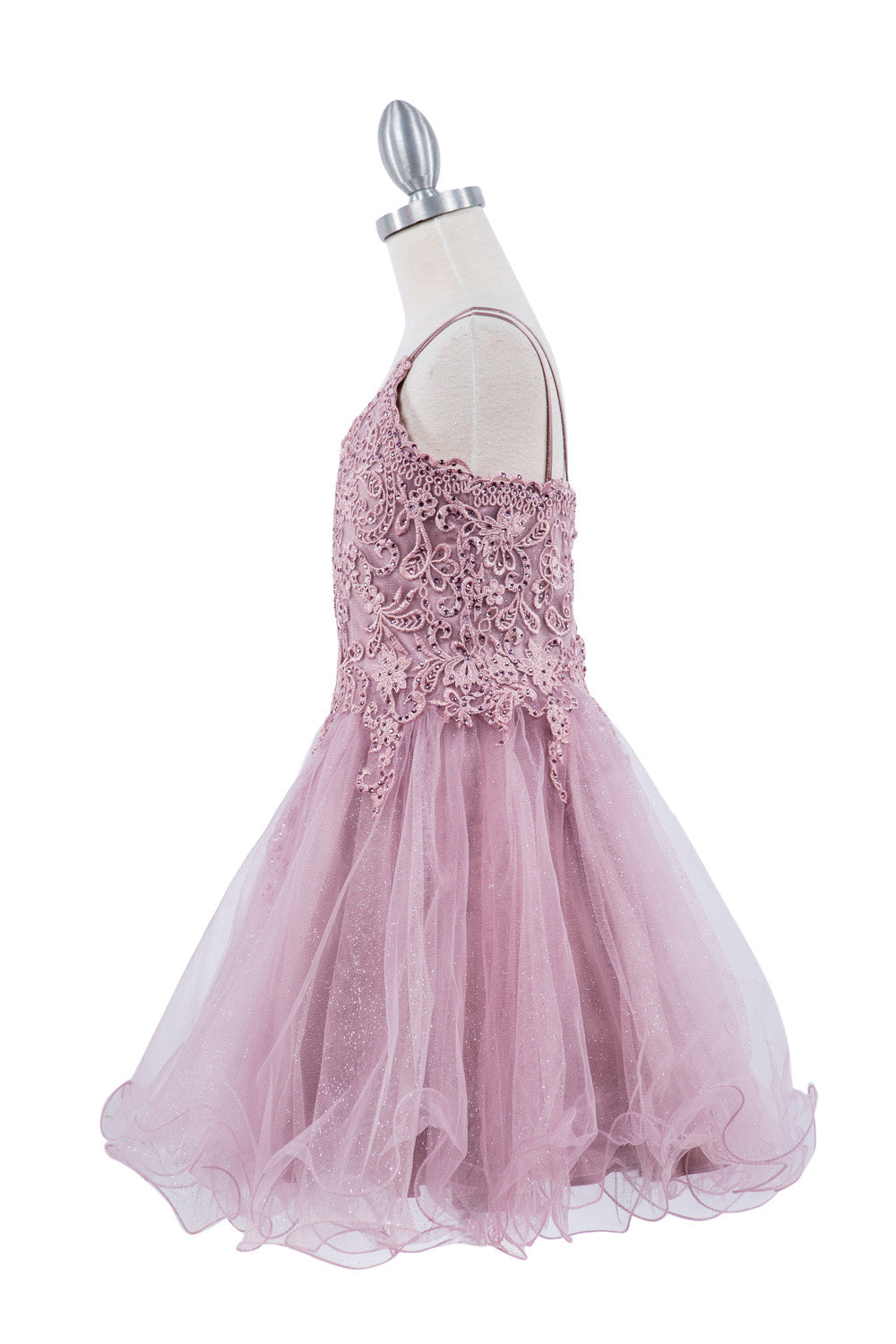 Embroidered Spaghetti Tulle Girl Party Dress by Cinderella Couture USA AS5125