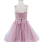 Embroidered Spaghetti Tulle Girl Party Dress by Cinderella Couture USA AS5125