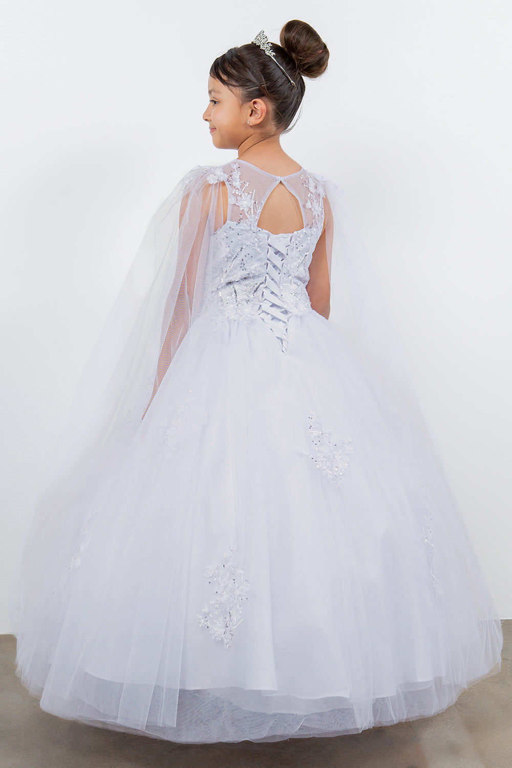 Beautiful Illusion Tulle 3D Flower Girl Dress by Cinderella Couture USA AS5126