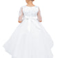 3/4 Sleeve Illusion High Low Flower Girl Dress by Cinderella Couture USA AS5128