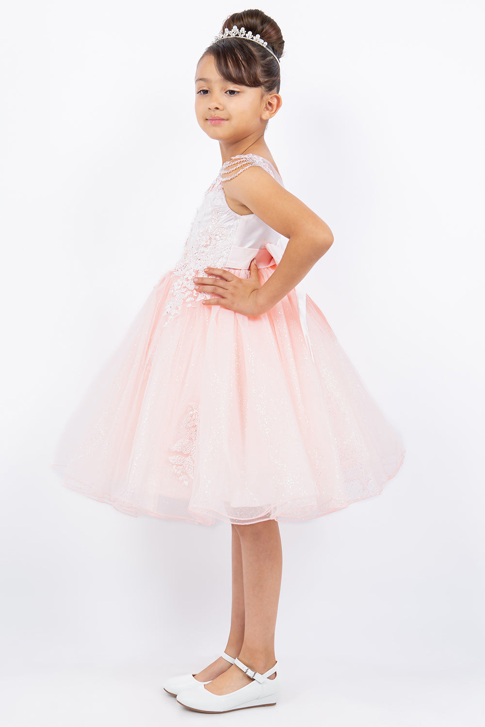 Illusion Top with Beads Flower Girl Dress by Cinderella Couture USA AS5131