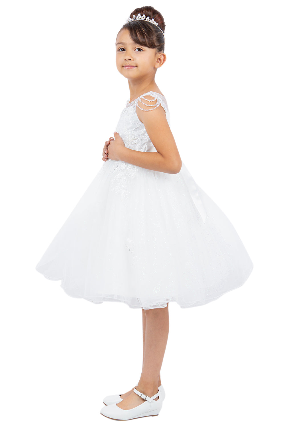 Illusion Top with Beads Flower Girl Dress by Cinderella Couture USA AS5131