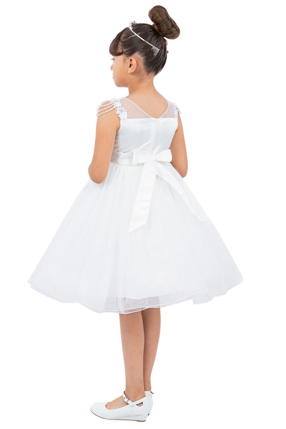 Illusion Top with Beads Flower Girl Dress by Cinderella Couture USA AS5131