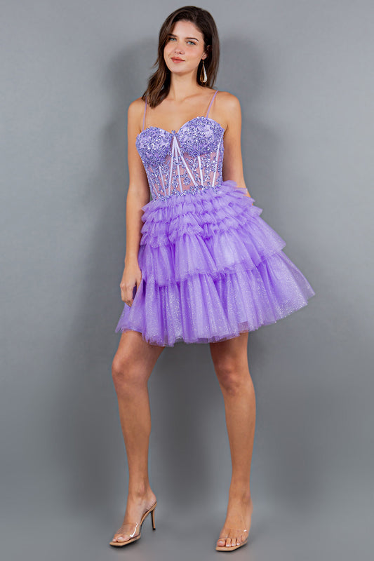 Sweetheart Neckline Tulle Short Party Dress by Cinderella Couture USA AS5133J