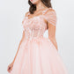 3D Flowers Shoulder Strap Short Party Dress by Cinderella Couture USA AS5134J