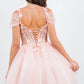 3D Flowers Shoulder Strap Short Party Dress by Cinderella Couture USA AS5134J