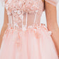 3D Flowers Shoulder Strap Short Party Dress by Cinderella Couture USA AS5134J