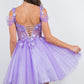 3D Flowers Shoulder Strap Short Party Dress by Cinderella Couture USA AS5134J