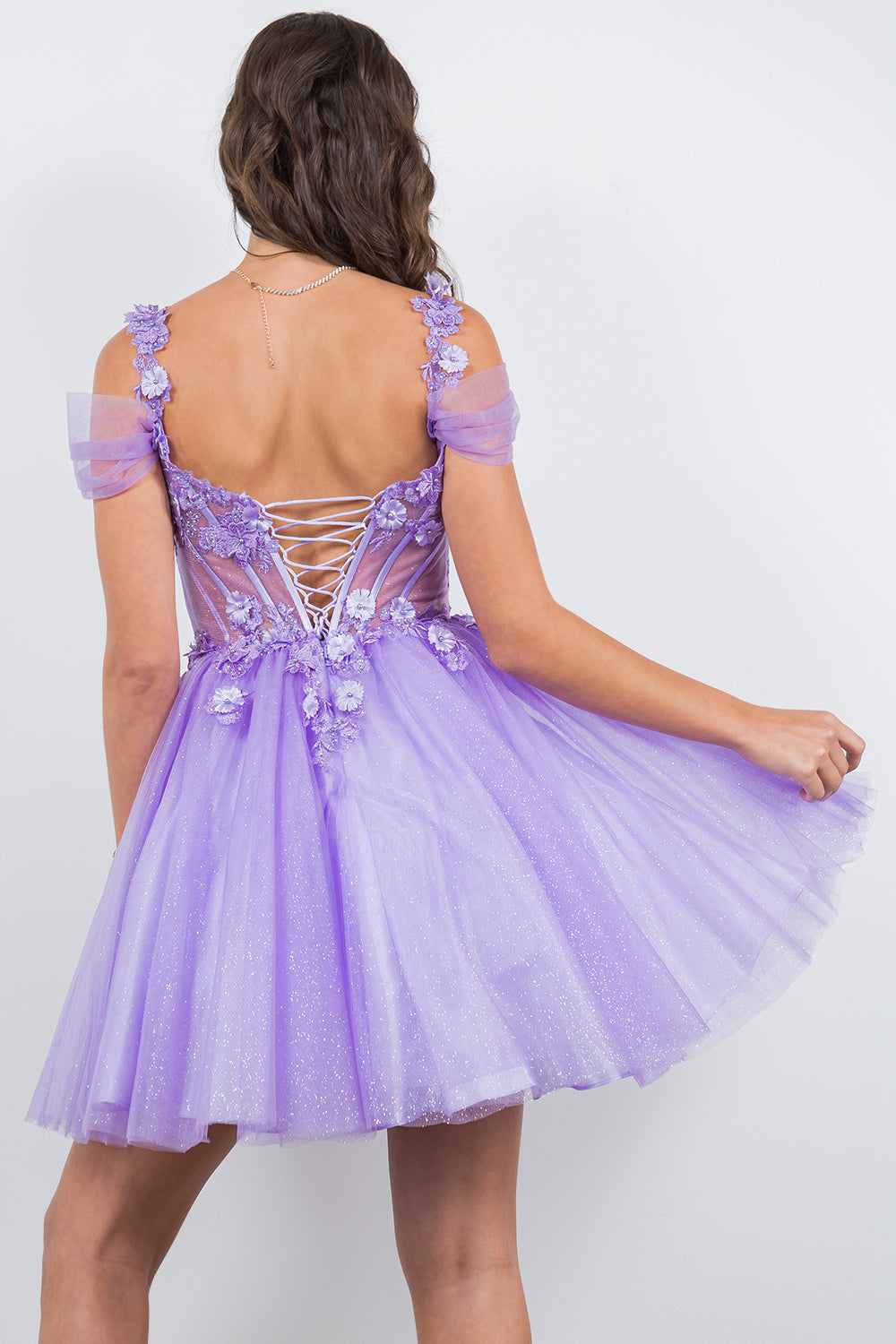 3D Flowers Shoulder Strap Short Party Dress by Cinderella Couture USA AS5134J