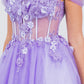 3D Flowers Shoulder Strap Short Party Dress by Cinderella Couture USA AS5134J