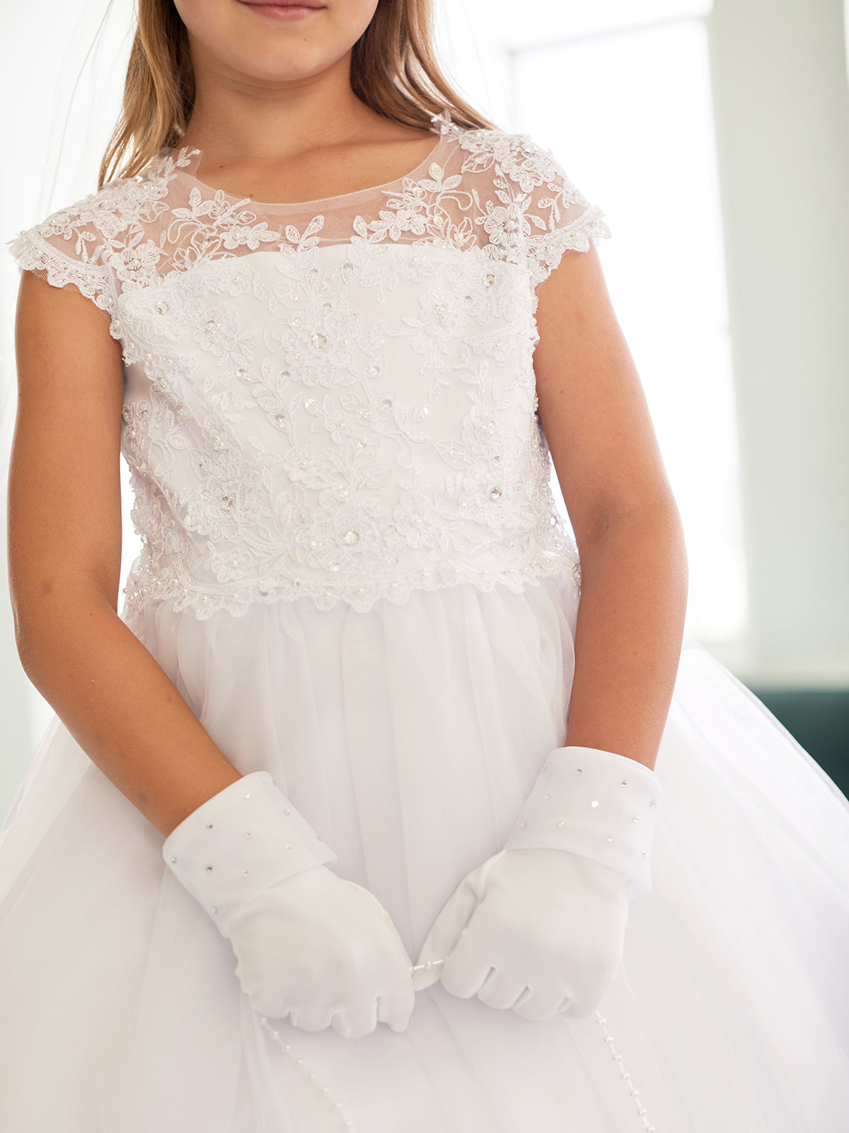 Girl Dress with Illusion Neckline Bodice by TIPTOP KIDS - AS5730