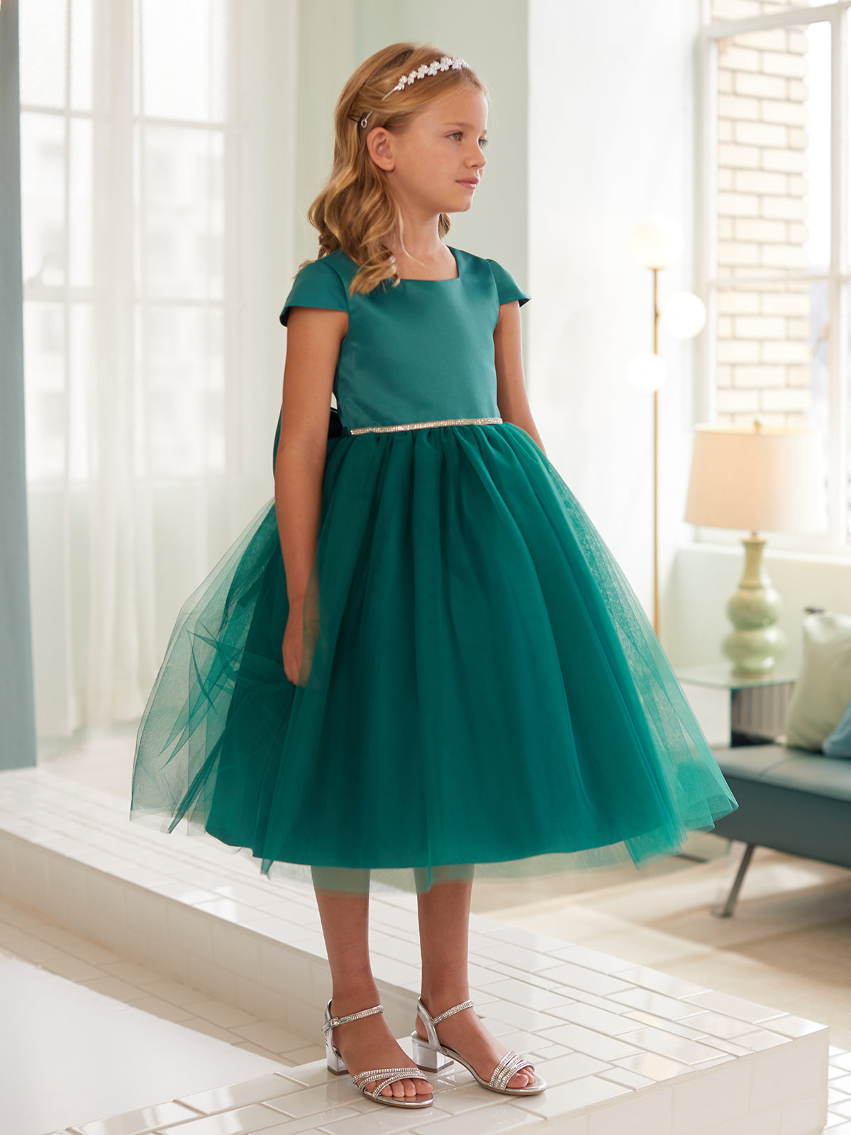 Multi Color Square Neckline Flowers Girl Dress by TIPTOP KIDS - AS5852