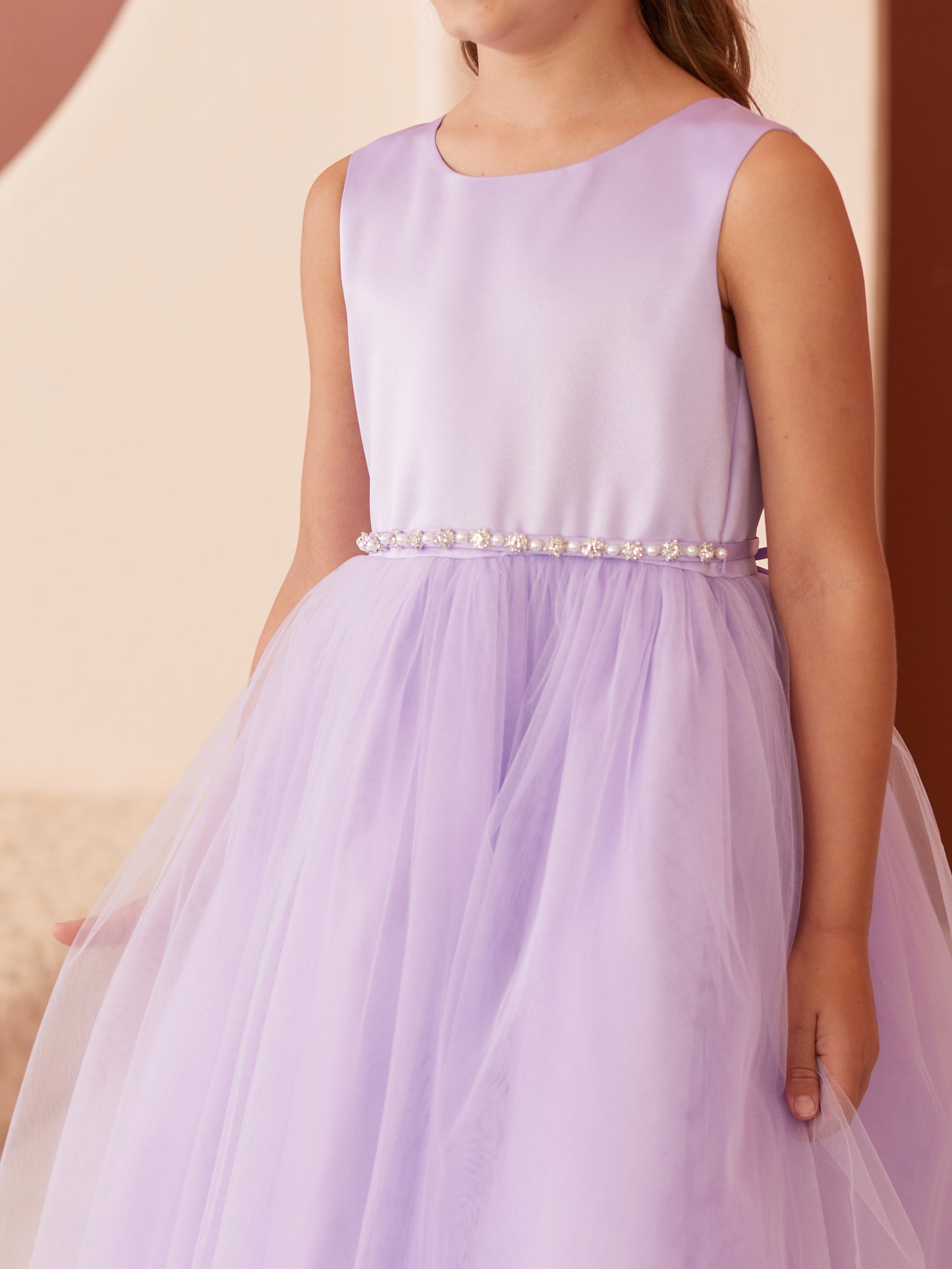 Satin Bodice with Tulle Flowers Girl Dress by TIPTOP KIDS - AS5872