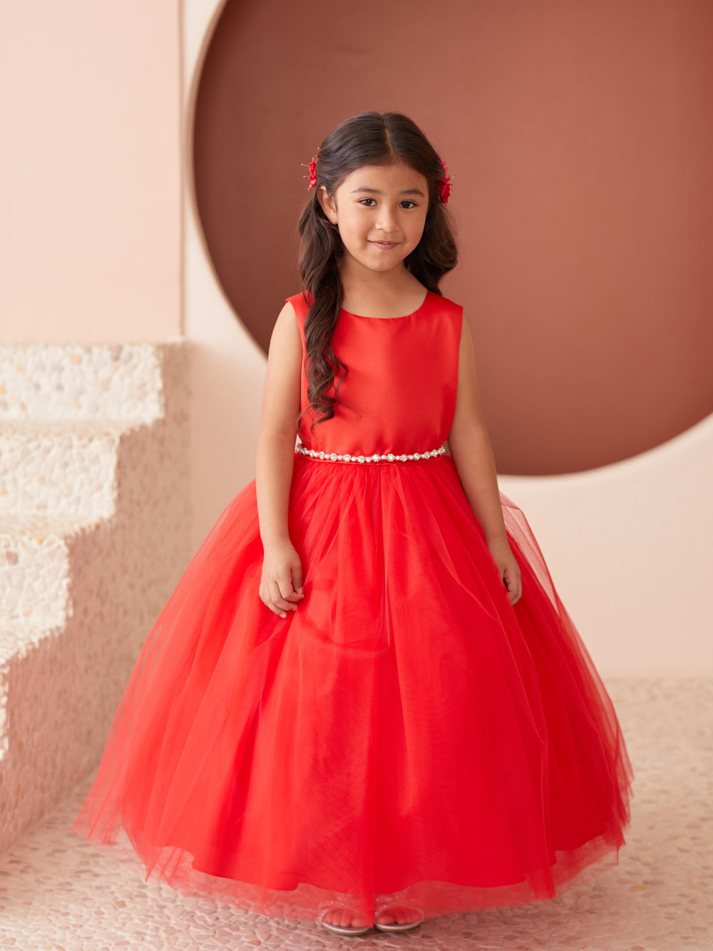 Satin Bodice with Tulle Flowers Girl Dress by TIPTOP KIDS - AS5872