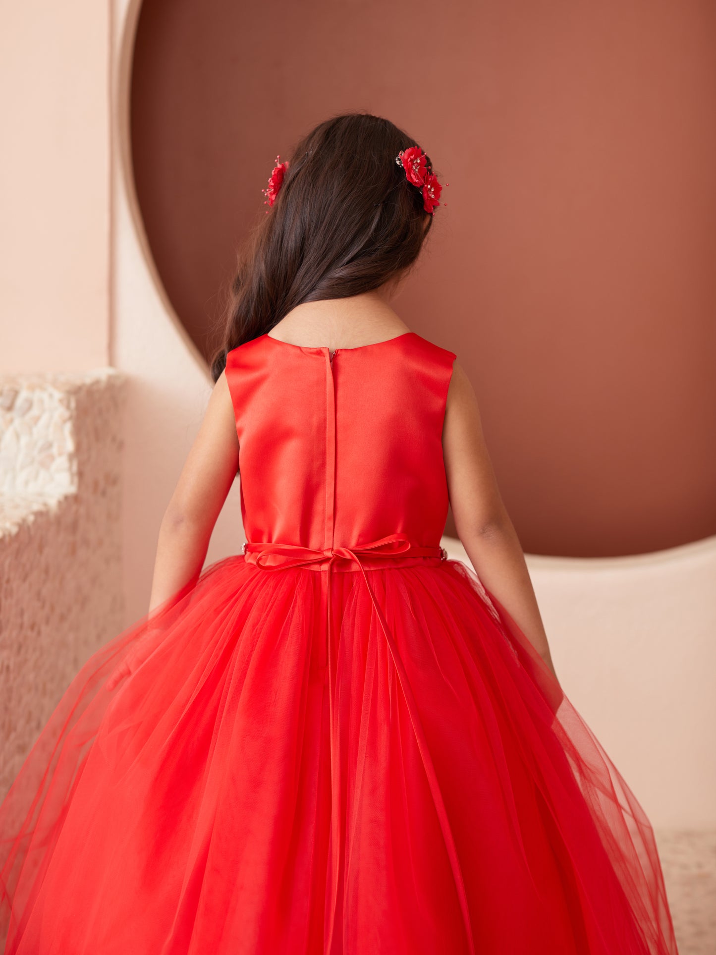 Satin Bodice with Tulle Flowers Girl Dress by TIPTOP KIDS - AS5872