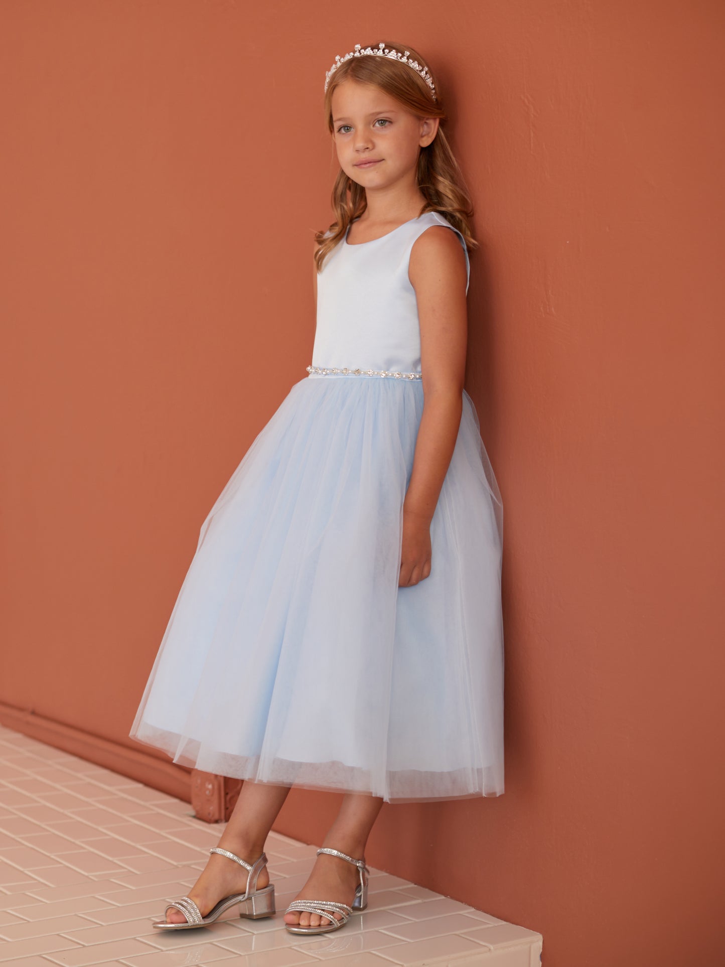 Satin Bodice with Tulle Flowers Girl Dress by TIPTOP KIDS - AS5872