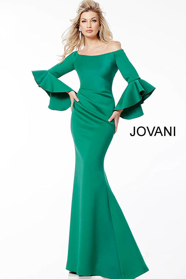 Jovani 59993 Off the Shoulder Bell Long Sleeves Mermaid Dress - Special Occasion/Curves