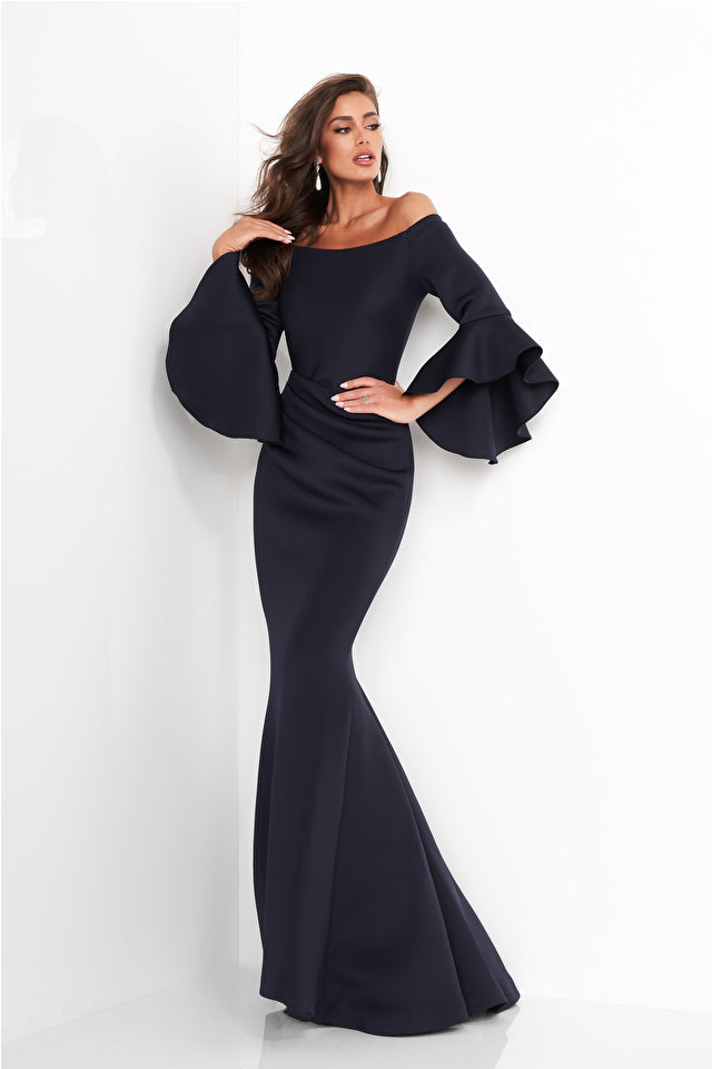 Jovani 59993 Off the Shoulder Bell Long Sleeves Mermaid Dress - Special Occasion/Curves