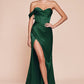 Satin Corset One Shoulder Sheath Leg Slit Gown by Cinderella Divine 7448 - Special Occasion - 2-14