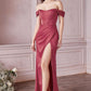 Off the Shoulder Corset Soft Satin Dress - Cinderella Divine 7484 - Special Occasion