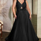 Keyhole Satin A-Line Gown by Cinderella Divine 7497C - Curves