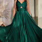 Keyhole Satin A-Line Gown by Cinderella Divine 7497C - Curves