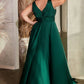 Keyhole Satin A-Line Gown by Cinderella Divine 7497C - Curves