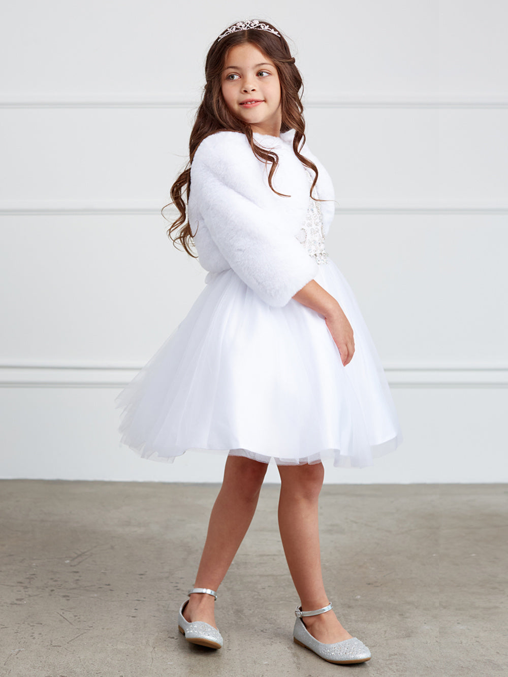 Party Girl Faux Fur Jacket Dress by TIPTOP KIDS - AS7914