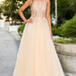 Champagne Sequins Lace Tulle A-line Gown by Cinderella Couture USA AS8034J - Special Occasion/Curves