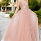 Dusty-Rose Sequins Lace Tulle A-line Gown by Cinderella Couture USA AS8034J - Special Occasion/Curves