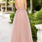 Dusty-Rose Sequins Lace Tulle A-line Gown by Cinderella Couture USA AS8034J - Special Occasion/Curves