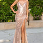 V-Neckline Sheath Leg Slit Party Dress by Cinderella Couture USA AS8036J