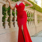 Fitted Glitter Sweetheart Neckline Slit Party Dress by Cinderella Couture USA AS8044J