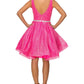 Sleeveless Glitter V-Neck Short Party Dress by Cinderella Couture USA AS8047J