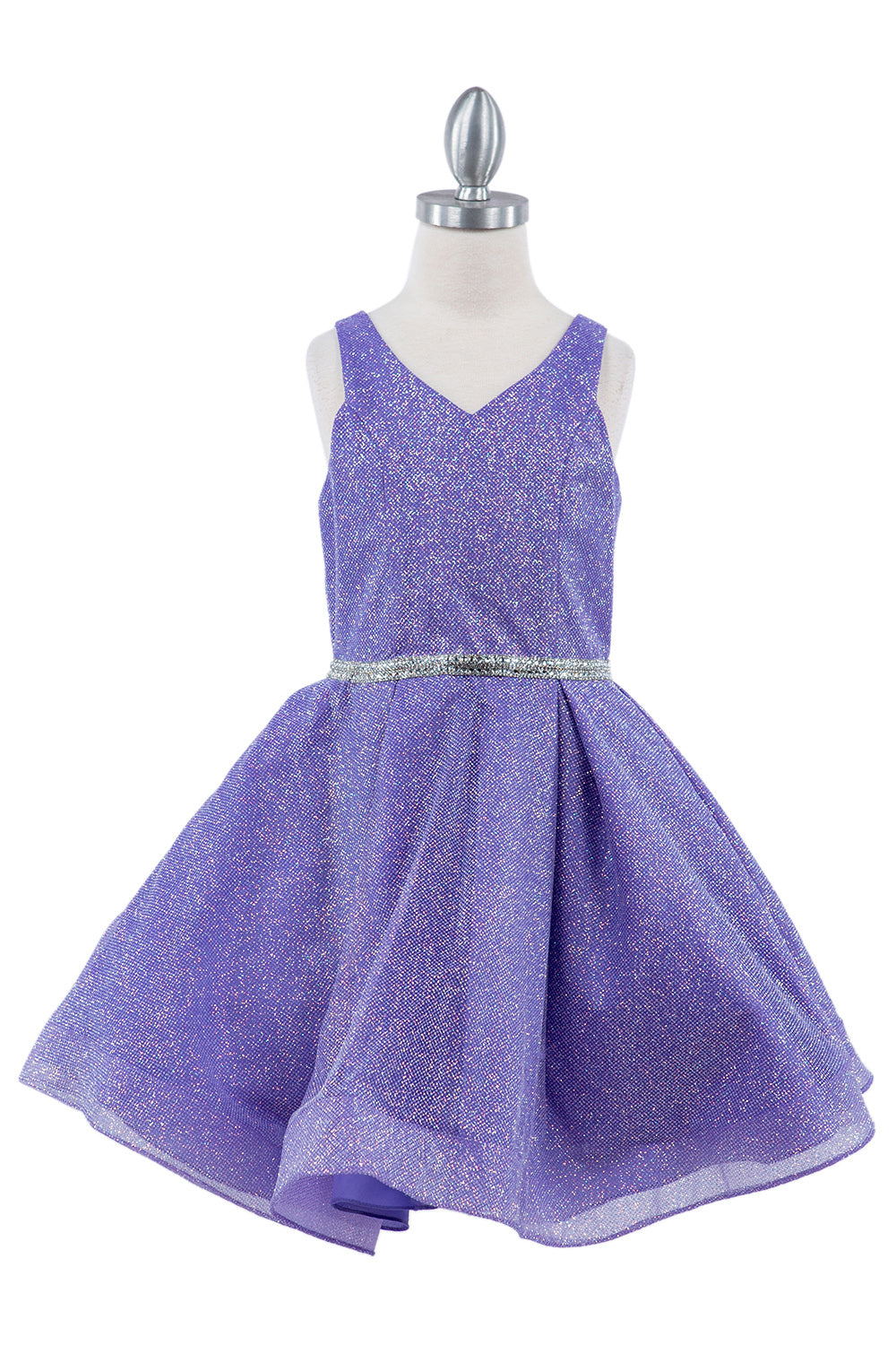 Dazzling Glitter V-Neck Girl Party Dress by Cinderella Couture USA AS8047