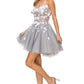 3D Handcrafted Flowers Tulle Short Party Dress by Cinderella Couture USA AS8053J