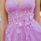 3D Floral Halter A-Line Slit Party Dress by Cinderella Couture USA AS8076J