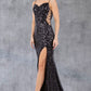 Sequin Sweetheart Bodice Spaghetti Straps Party Dress by Cinderella Couture USA AS8078J