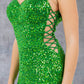 Sequin Sweetheart Bodice Spaghetti Straps Party Dress by Cinderella Couture USA AS8078J