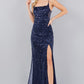 Sequin Straight Across Neckline Party Dress by Cinderella Couture USA AS8081J