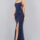 Sequin Straight Across Neckline Party Dress by Cinderella Couture USA AS8081J