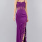 Fitted 3D Floral Sleeveless Slit Party Dress by Cinderella Couture USA AS8085J