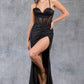 Fitted Beautiful Leg Slit Party Dress by Cinderella Couture USA AS8116J