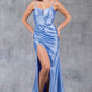 Glitter Satin Sleeveless Leg Slit Party Dress by Cinderella Couture USA AS8117J