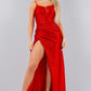 Glitter Satin Sleeveless Leg Slit Party Dress by Cinderella Couture USA AS8117J