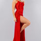 Glitter Satin Sleeveless Leg Slit Party Dress by Cinderella Couture USA AS8117J