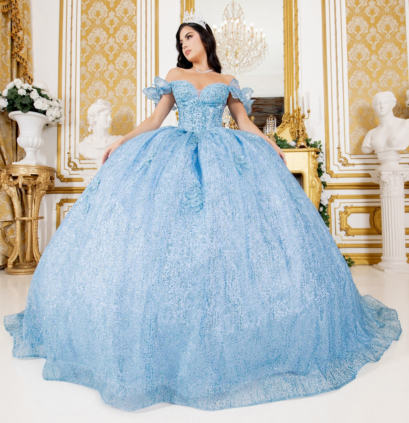 Off Shoulder Butterfly Quinceanera Dress by Cinderella Couture USA AS8120J