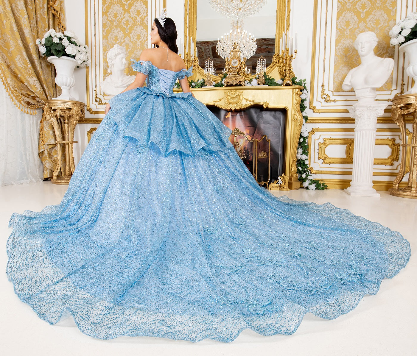 Off Shoulder Butterfly Quinceanera Dress by Cinderella Couture USA AS8120J